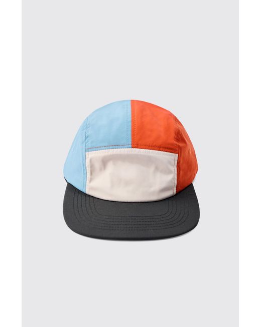 BoohooMAN White Colour Block Woven Camper Hat In Multi for men