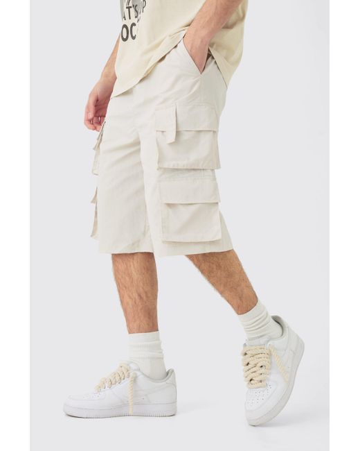 BoohooMAN White Longline Cargo Shorts for men