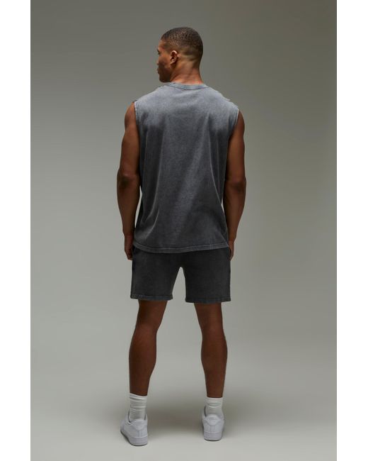 BoohooMAN Black One More Rep Loose Fit 5Inch Washed Short for men