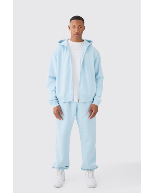 BoohooMAN Blue Man Oversized Zip Through Hooded Tracksuit for men