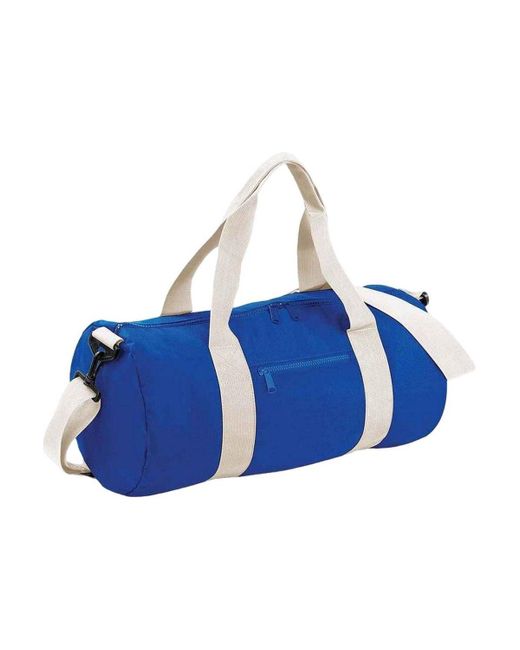 BoohooMAN Blue Bagbase Plain Varsity Barrel Duffle Bag (20 Litres) for men