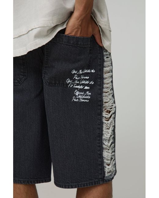 Pantalón Deportivo Largo Sin Tratar En Color Carbón Con Estampado Y Escudete Boohoo de color Gray