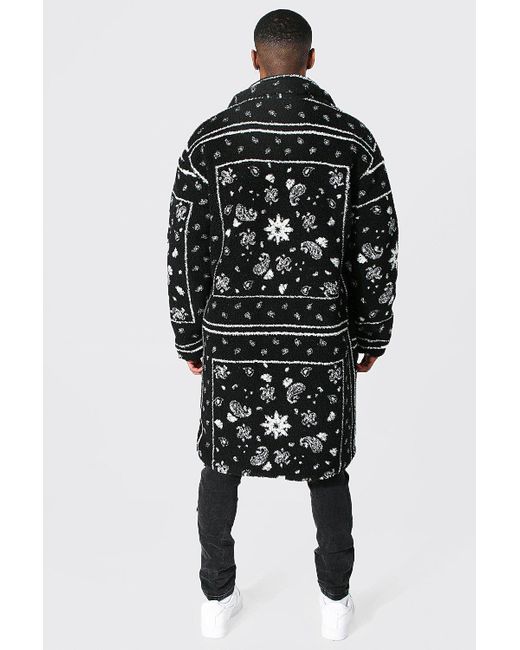 black longline borg coat