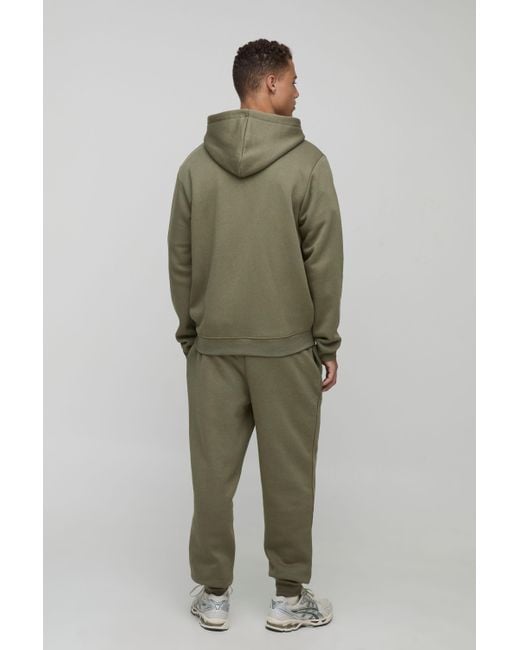 BoohooMAN Green Tall Basic Regular Zip Through Hoodie for men