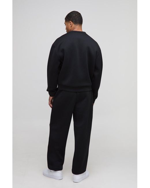 Boohoo Black Oversized Fit Bonded Scuba Cuffed Joggers