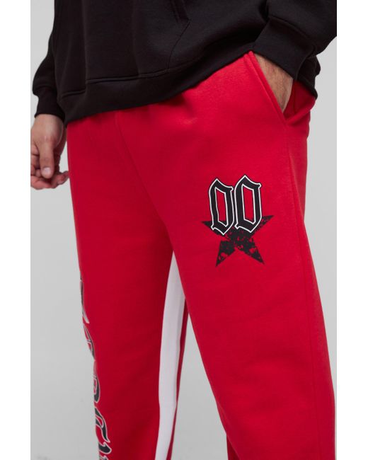 BoohooMAN Plus Limited Print Flared Gusset Sweatpants for men