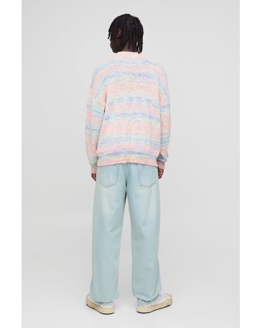 BoohooMAN Multicolor Oversized Ombre Stripe Lightweight Knitted Sweater for men