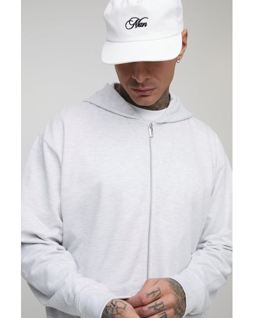 Sudadera Tall Oversize Básica Con Capucha Y Cremallera Boohoo de color White