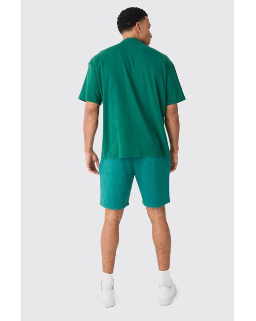Relaxed Washed Man Short Boohoo de color Green