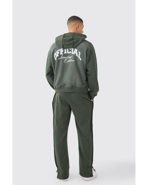 BoohooMAN Green Oversized Boxy Official Spray Wash Hoodie for men