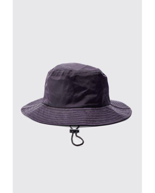 BoohooMAN Nylon Neck Flap Boonie Hat In Charcoal in Black für Herren