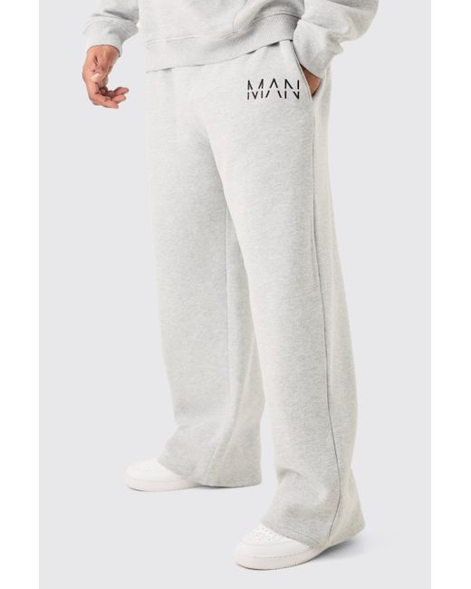 BoohooMAN White Plus Dash Relaxed Fit Jogger In Grey Marl for men