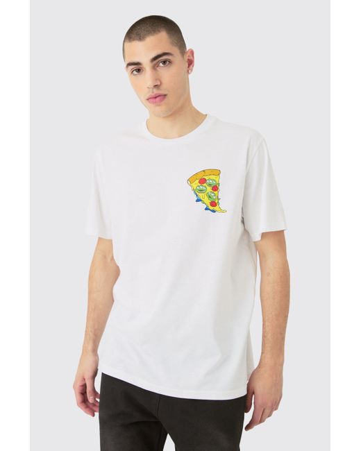 BoohooMAN White Oversized Disney Toy Story Pizza License T-shirt for men