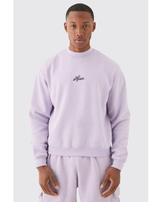 BoohooMAN Purple Man Oversized Boxy Extended Neck Sweatshirt for men