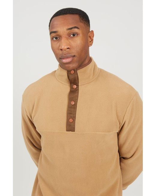 BoohooMAN Natural Brave Soul Contrast Quarter Zip Fleece for men