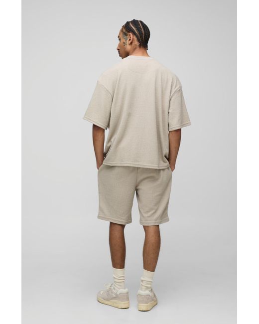 Camiseta Oversize Recta Con Textura Natural Boohoo