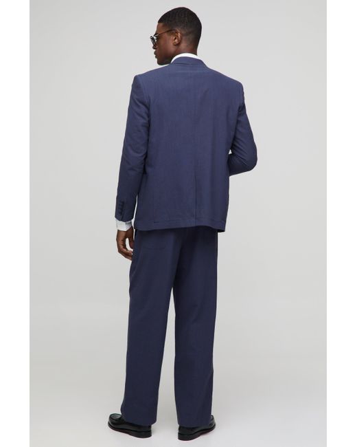 BoohooMAN Lockerer Blazer aus Leinenmischung in Blue für Herren