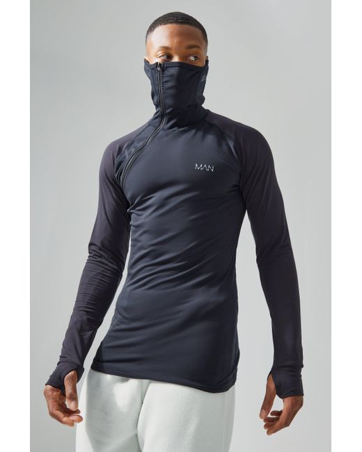 BoohooMAN Blue Active Matte Face Covering Base Layer for men
