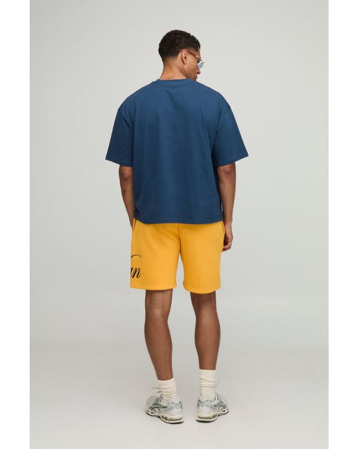 BoohooMAN Kastiges Oversize T-Shirt mit Print in Blue für Herren