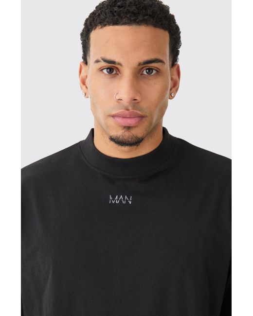 BoohooMAN Black Oversized Extended Neck T-shirt And Relaxed Short Set for men