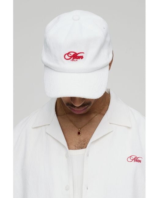 BoohooMAN Blue Towelling Embroidered Cap for men