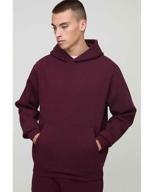 Basic Regular Fit Over The Head Hoodie Boohoo de color Purple