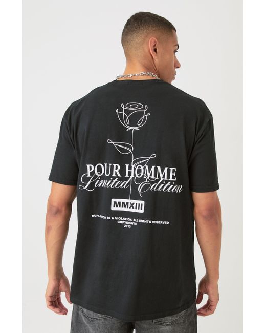 BoohooMAN Black Oversized Stencil Floral T-shirt for men