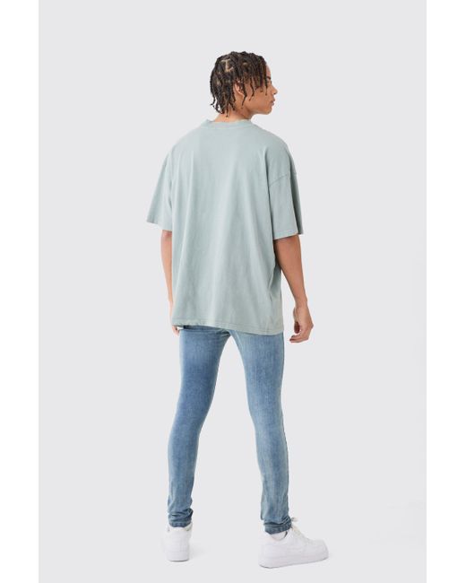 Boohoo Blue Super Skinny Jeans With All Over Rips