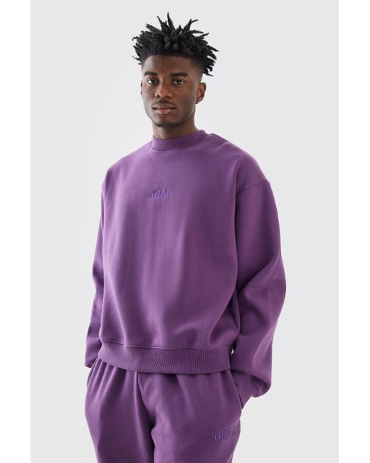 BoohooMAN Kastiger Oversize Sweatshirt-Trainingsanzug in Purple für Herren