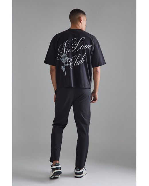 BoohooMAN Black Elasticated Waist Slim Fit Smart Trousers for men