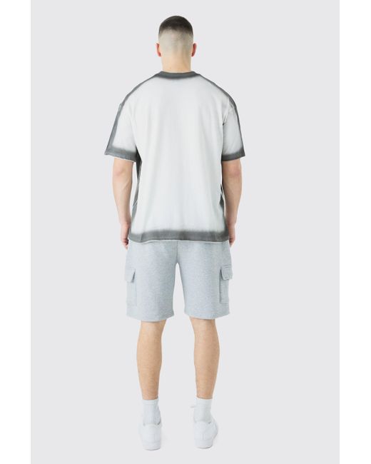 BoohooMAN White Tall Loose Fit Cargo Jersey Short for men