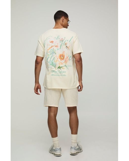 Camiseta Oversize Official Collection De Flores En Color Crudo Boohoo de color Natural