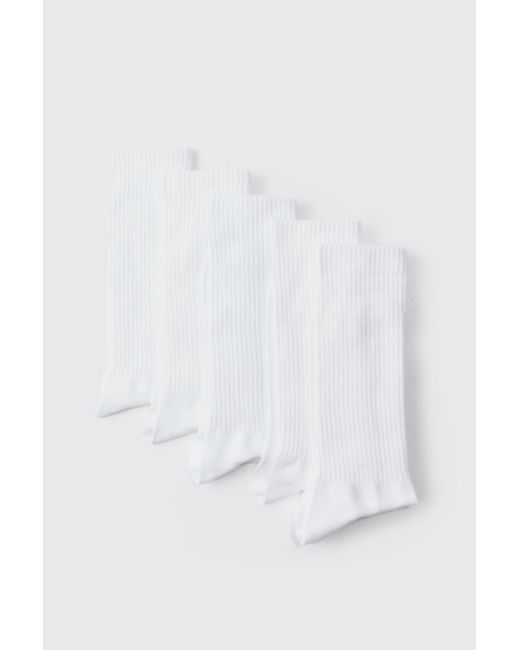 BoohooMAN White 5 Plain Sports Socks for men