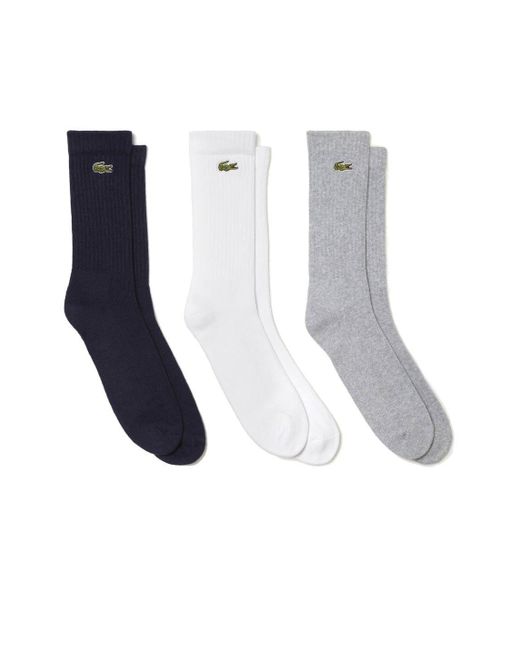 BoohooMAN White Lacoste 3 Pack Crew Socks for men