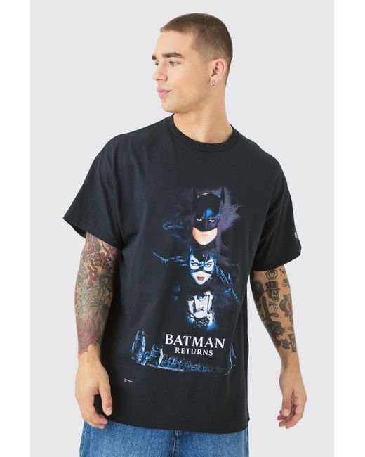 BoohooMAN Blue Oversized Batman Returns License T-shirt for men
