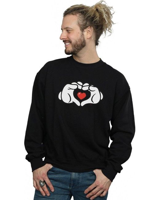 BoohooMAN Black Disney Mickey Mouse Heart Hands Sweatshirt for men