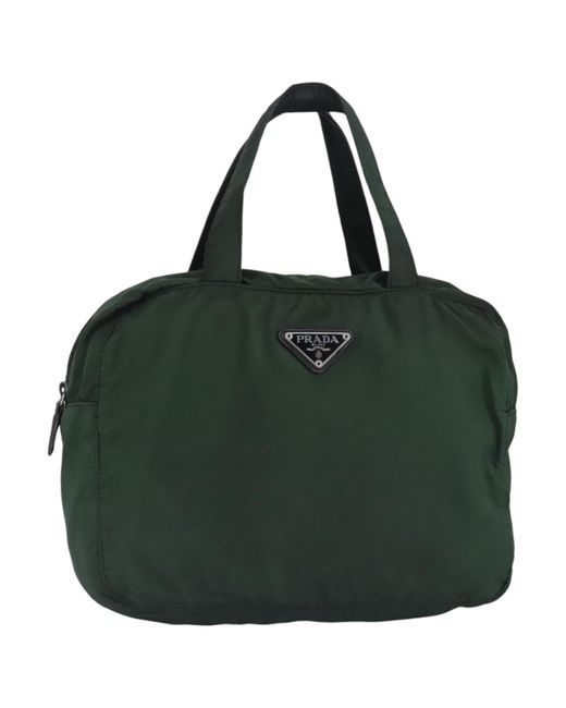 BoohooMAN Prada Preloved Tessuto Handbag Small Tote Unisex - Green for men