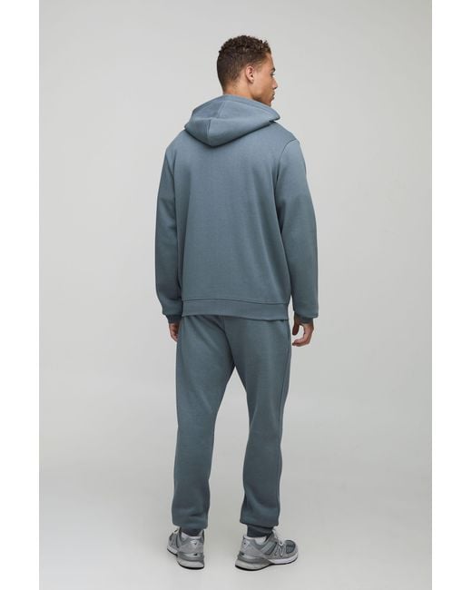 BoohooMAN Blue Tall Basic Regular Zip Through Hoodie for men