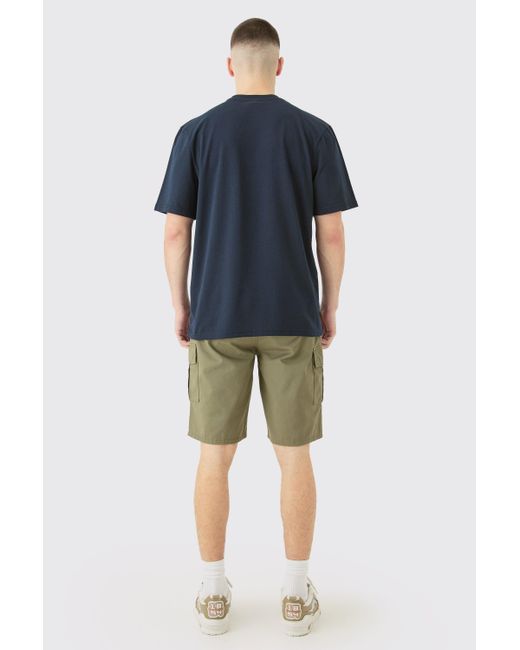 BoohooMAN Blue Tall Vertical Colour Block T-shirt In Navy for men