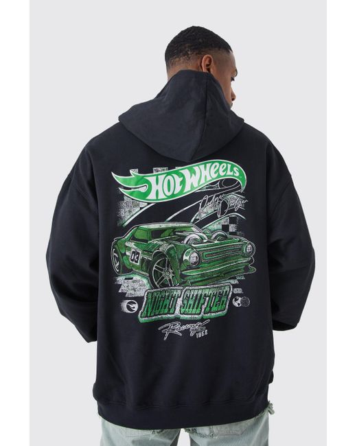 BoohooMAN Gray Oversized Hot Wheels License Hoodie for men