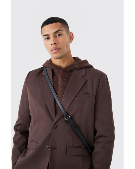 BoohooMAN Brown Mix & Match Oversized Single Breasted Blazer for men