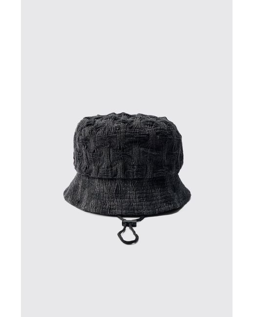 BoohooMAN Gray Pintuck Bucket Hat In Black for men