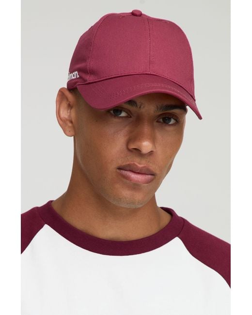 BoohooMAN Red Twill Cap for men