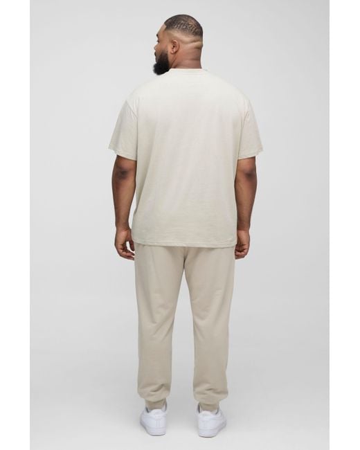 BoohooMAN Natural Plus 260Gsm Loopback Regular Fit Basic Sweatpants for men