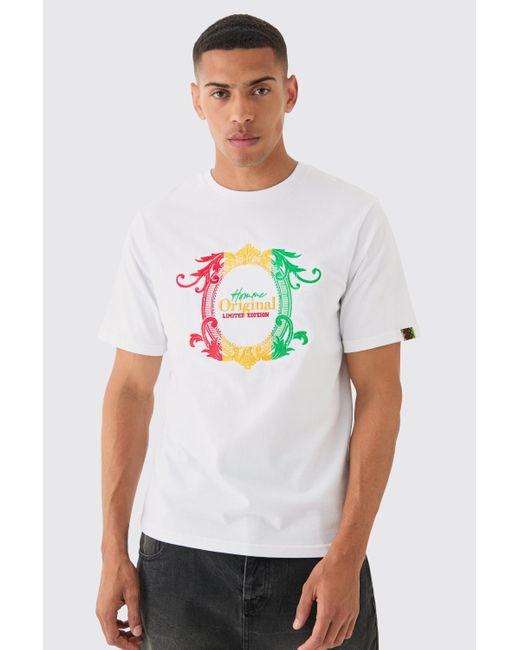 BoohooMAN Regular Embroidered Graphic T-shirt in White für Herren