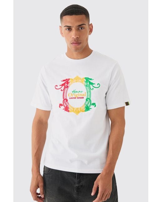 BoohooMAN White Regular Embroidered Graphic T-shirt for men