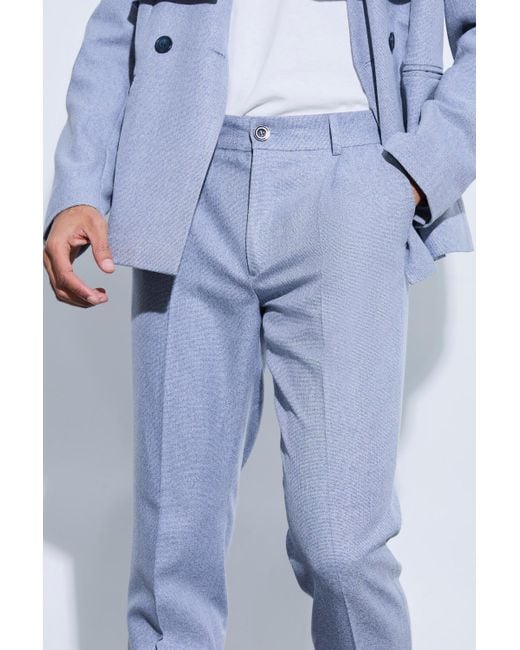 BoohooMAN Blue Flannel Slim Fit Suit Pants for men