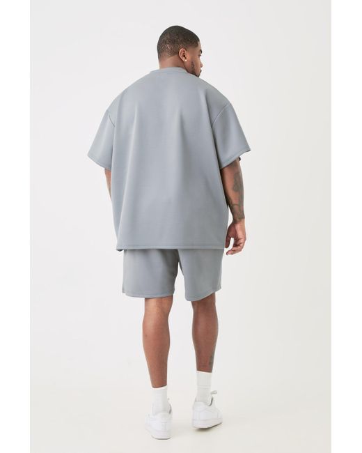 BoohooMAN Gray Plus Relaxed Fit Scuba Short for men