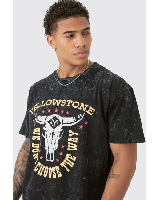 BoohooMAN Gray Oversized Yellowstone License T-shirt for men