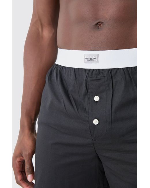 BoohooMAN Black Man Tab Woven Boxer Shorts for men
